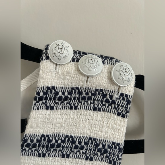 J.Crew Striped Tweed White Blue Sleeveless Nautical Dress Size 2 - Picture 4 of 11